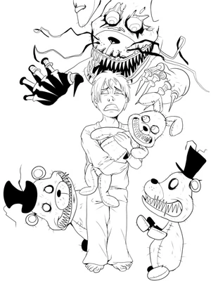 Página para Colorir Cinco Noites com Freddy Pesadelo