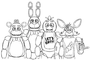 Página para Colorir Noite com Freddy e Amigos