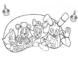Página para Colorir Imprima esta página de colorir gratuita de Five Nights at Freddy’s.