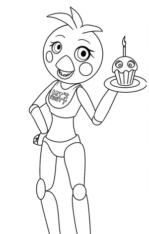 Página para Colorir Toy Chica de Five Nights at Freddy’s