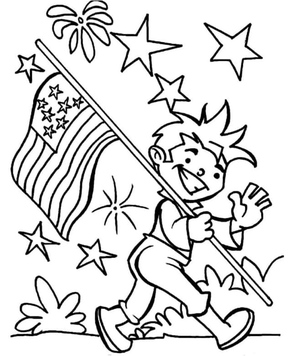 Menino Celebrando o Dia da Bandeira