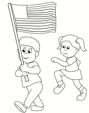 Crianças Celebrando o Dia da Bandeira