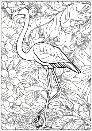 Página para Colorir Mandala de Flamingo Simplificada
