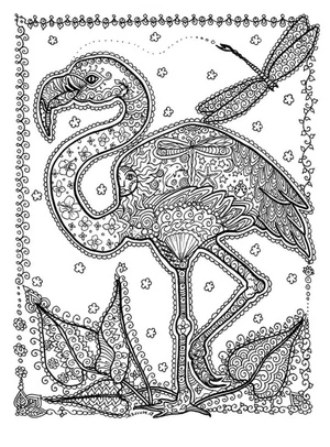 Página para Colorir Mandala de um Flamingo Regular