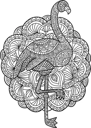 Página para Colorir Mandala Simples de Flamingo