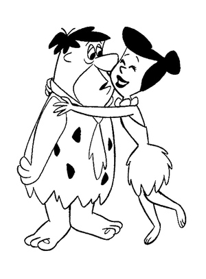 Fred e Wilma Flintstone - Página para Colorir