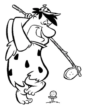 Página para Colorir Fred Flintstone Jogando Golfe Fred Flintstone no Campo de Golfe