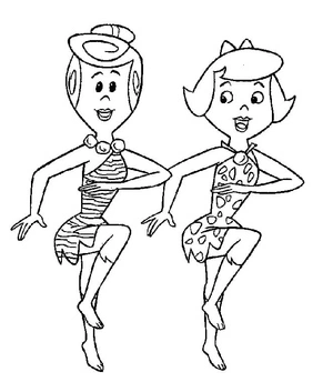Página para Colorir Wilma Flintstone e Betty Rubble