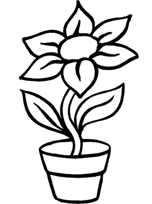 Flor em vaso, fácil vaso de flor, página para colorir gratuita