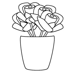 Rosas florescendo, fácil Vaso de Flor coloring page, free printable