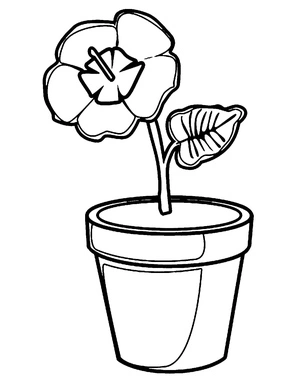 Vaso de flor simples, fácil vaso de flor para colorir, página gratuita para imprimir