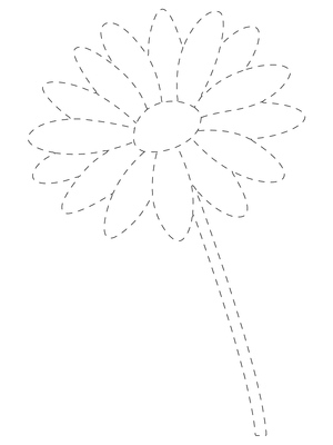 Página de Colorir e Traçar Flor Margarida