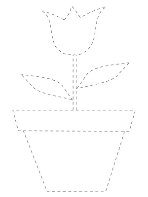 Página para Colorir Folha de Exercícios de Contorno para Flores de Tulipa