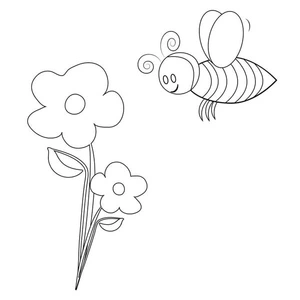 Página para Colorir Abelha com Flor