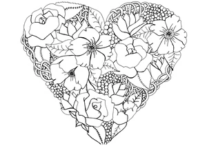 Página para Colorir Coração de Flor