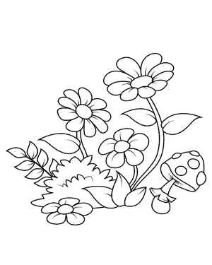 Página para Colorir Jardim de Flores Simples
