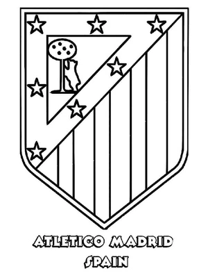 Escudo do Atlético de Madrid, fácil página de colorir de futebol, imprimível grátis