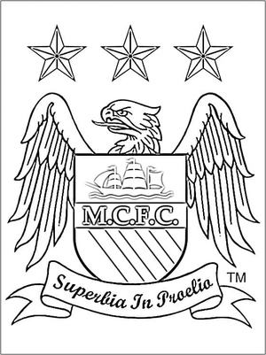 Emblema do Manchester City FC, página de colorir detalhada de futebol, impressão gratuita