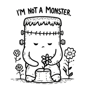 Página para Colorir Frank, o Monstro Triste