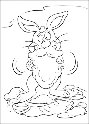 Coelho segurando neve, fácil boneco de neve Frosty coloring page, free printable