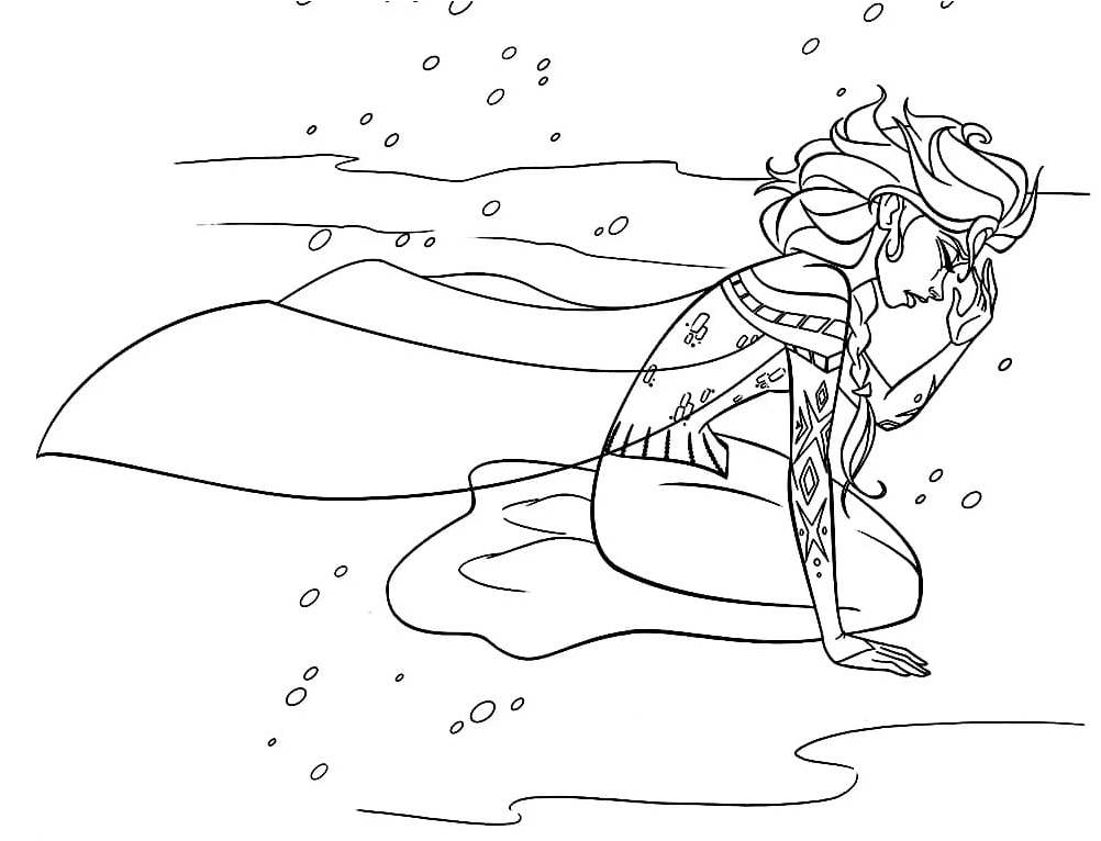 Página para Colorir Elsa se Sentindo Triste