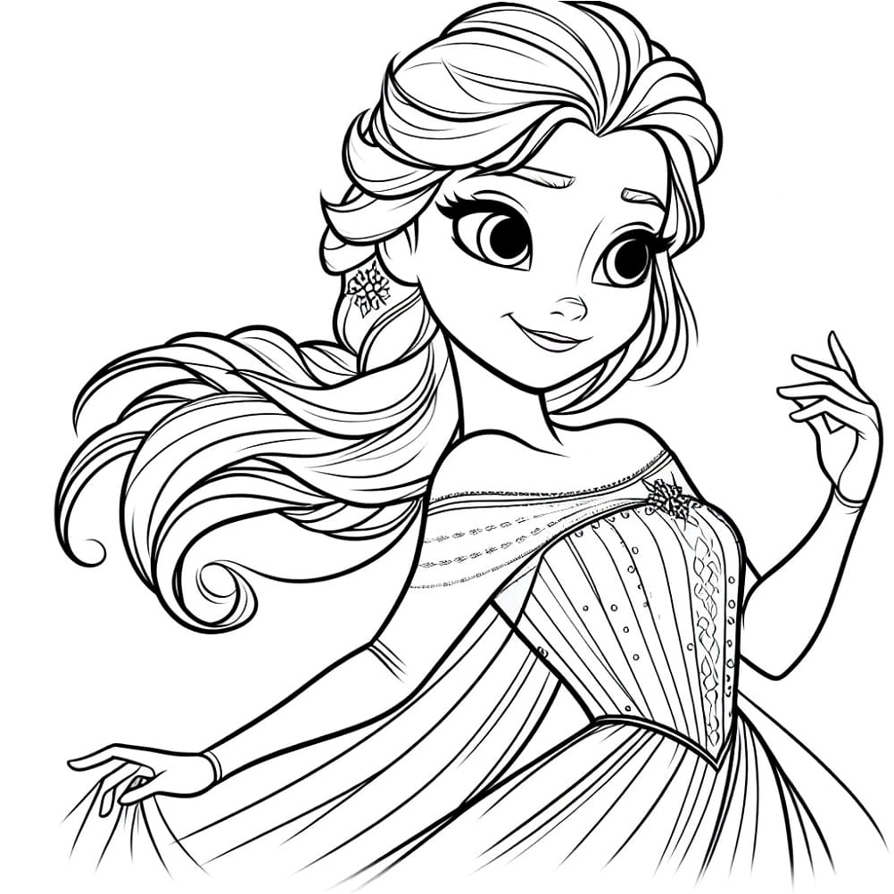 Página para Colorir Elsa Está Linda