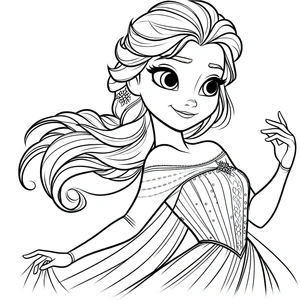 Página para Colorir Elsa Está Linda