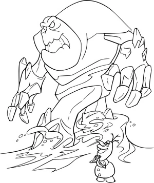 Página para Colorir Marshmallow e Olaf do filme Frozen