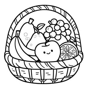 Página para Colorir Cesta de Frutas Adorável