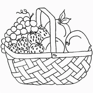 Página para Colorir Arrumar Frutas na Cesta