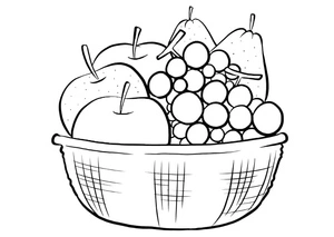 Página para Colorir Página para Colorir: Diversão com Cesta de Frutas