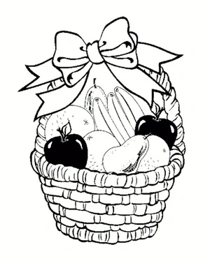 Página para Colorir Desenho de Cesta de Frutas