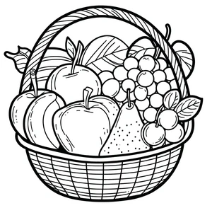 Página para Colorir Páginas Gratuitas de Cesta de Frutas