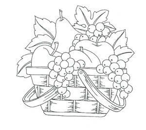 Página para Colorir Cesta de Frutas