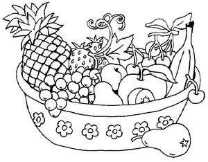 Página para Colorir Ilustração de Cesta de Frutas
