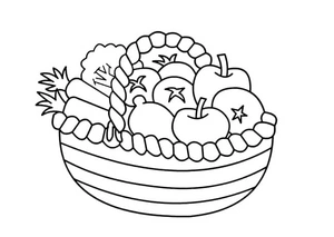 Página para Colorir Imagem de uma Cesta de Frutas