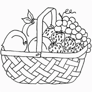 Página para Colorir Cesta Grande de Frutas