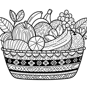 Página para Colorir Página para Colorir de Cesta de Frutas Grátis para Imprimir