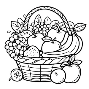 Página para Colorir Página para Colorir Cesta de Frutas para Imprimir