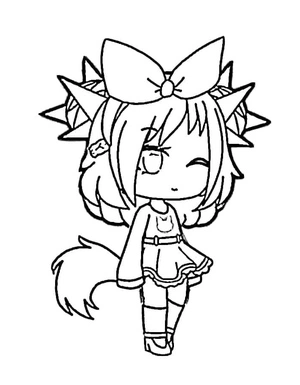 Garota Gacha Life piscando, página para colorir fácil, imprimível grátis