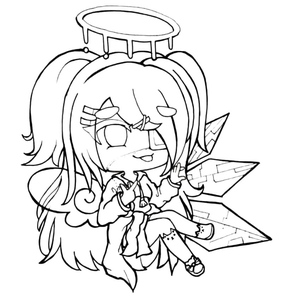 Criar uma página para colorir com a personagem Angel da série Gacha Life