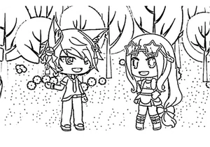 Página para Colorir Amor em Gacha Life