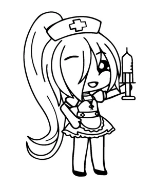 Página para Colorir Enfermeira Lucky em Gacha Life