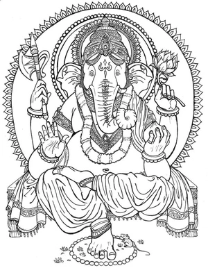 Página para Colorir Design de Ganesha para Adultos