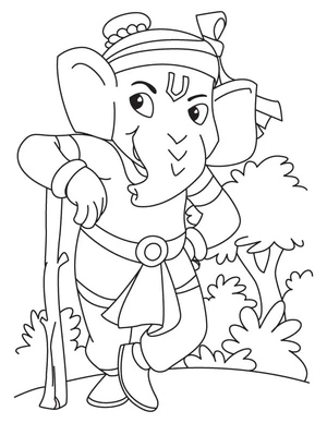 Página para Colorir Ganesha Alegre