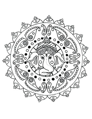 Página para Colorir Mandala de Ganesha