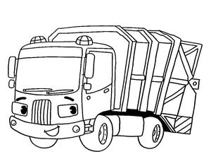 Página para Colorir Desenho para Colorir de Caminhão de Lixo para Imprimir