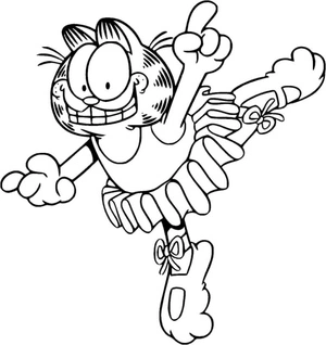 Página para Colorir Garfield com Fantasia de Bailarina