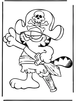 Página para Colorir Garfield, o Pirata Preguiçoso