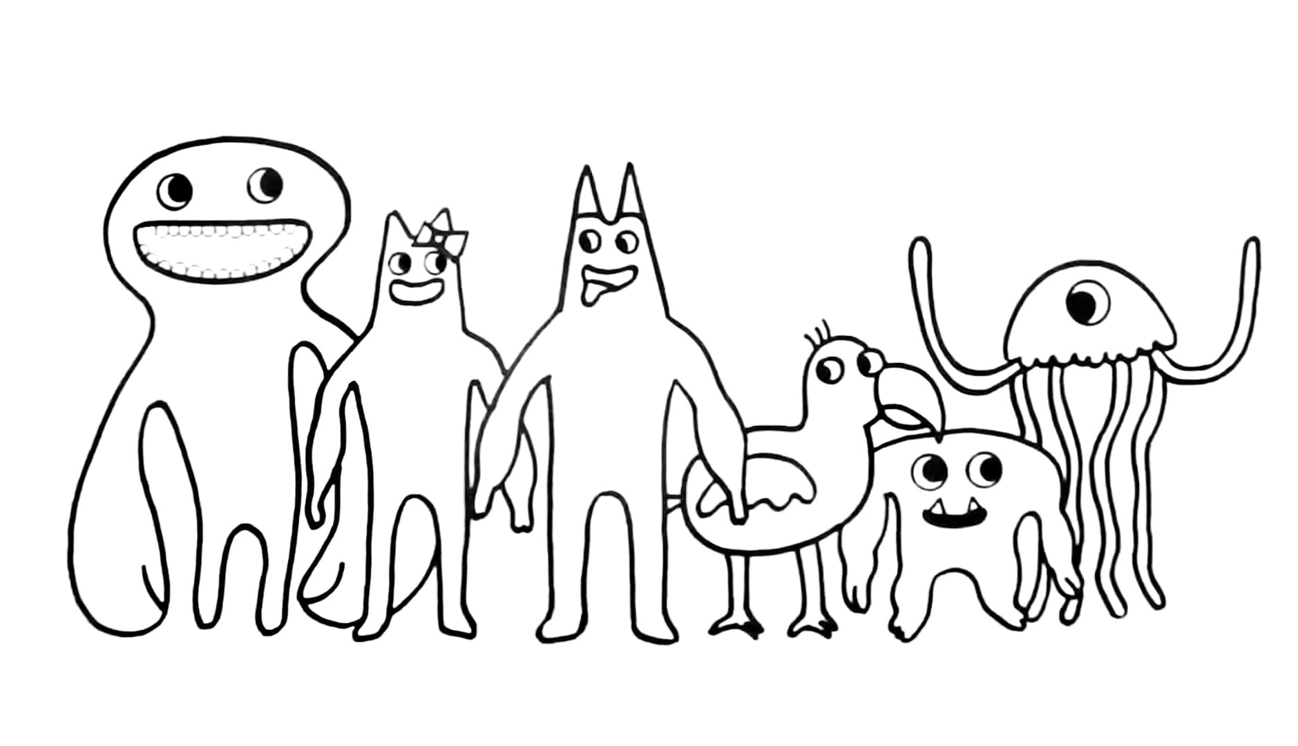 Página para Colorir Personagens do Jardim Banban